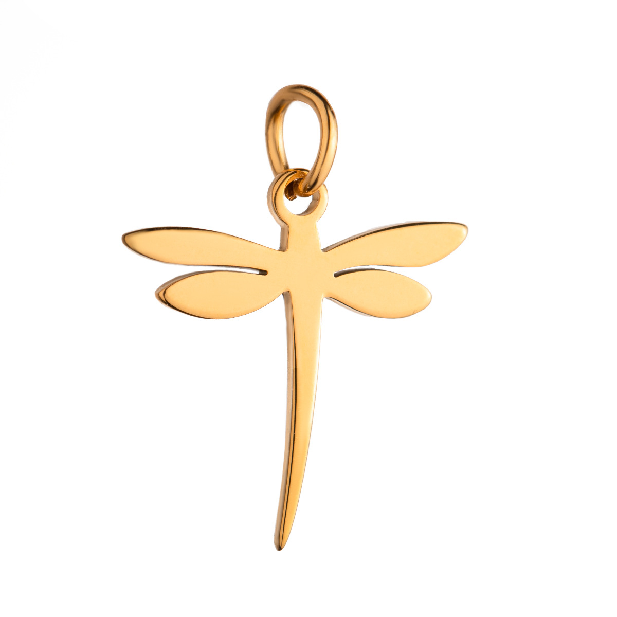 Gold color / 1 Piece Simple Series Bamboo Dragonfly Shape Stainless Steel 18K Gold Color Plated Women's Pendants Picture11